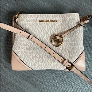 Michael Kors Cream and Pink Crossbody Bag